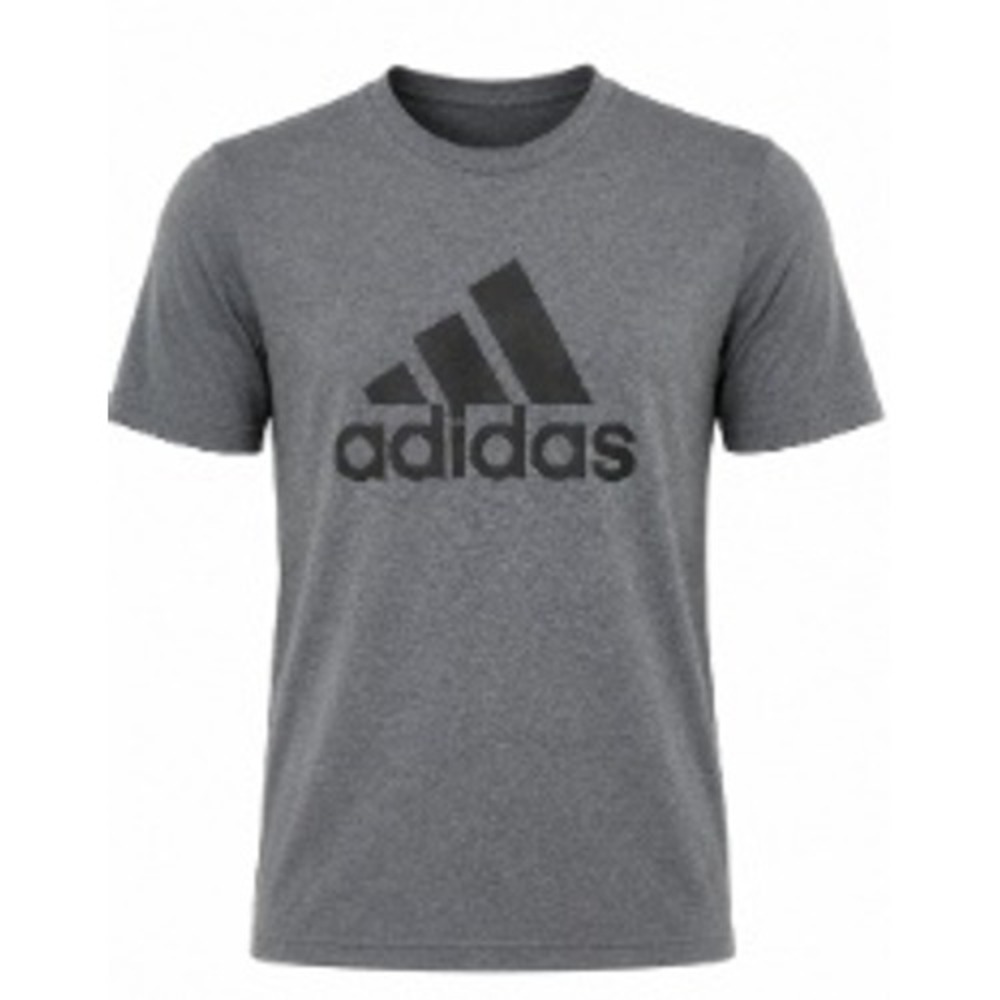 Adidas Mens The Go-To Tee Gray Heather Short Sleeve Logo Graphic T-Shirt Large